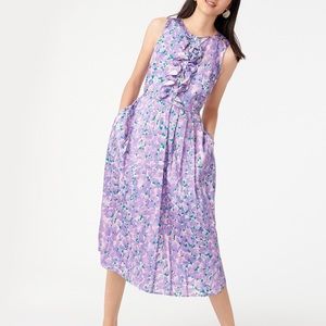 J.CREW NWT Ruffle-Front Pleated Dress Ratti Lilac